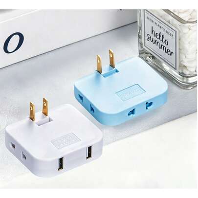 Conversor mini Opera, más enchufes, conversión de enchufes, toma con inserción y extracción, conversor USB, diseño portátil para viajes, adaptador de corriente y enchufe múltiple. Compacto y portátil, con bolsillo, fácil de colocar y girar 180 grados. Dos oposiciones, múltiples orificios, abertura sin cables, enchufe plegable para paredes, conversor de doble oposición con conexión de enchufe.
