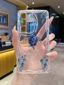 1个极简主义TPU材质海龟水母图案透明奶油质感全包防震防滑保护手机壳，兼容、荣耀等手机。 - 無色 - 查看 8