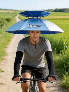 Customizable Adjustable Rain & Sun Protection Hat - Wide Brim Fishing, Hunting, Tea Picking Umbrella Hat With Strap, Lightweight, Foldable, Hands-Free Design, Suitable For Camping, Fishing, Gardening, Hiking, Cycling, Golf And Outdoor Adventures, Sports Style - Multicolor - View 4