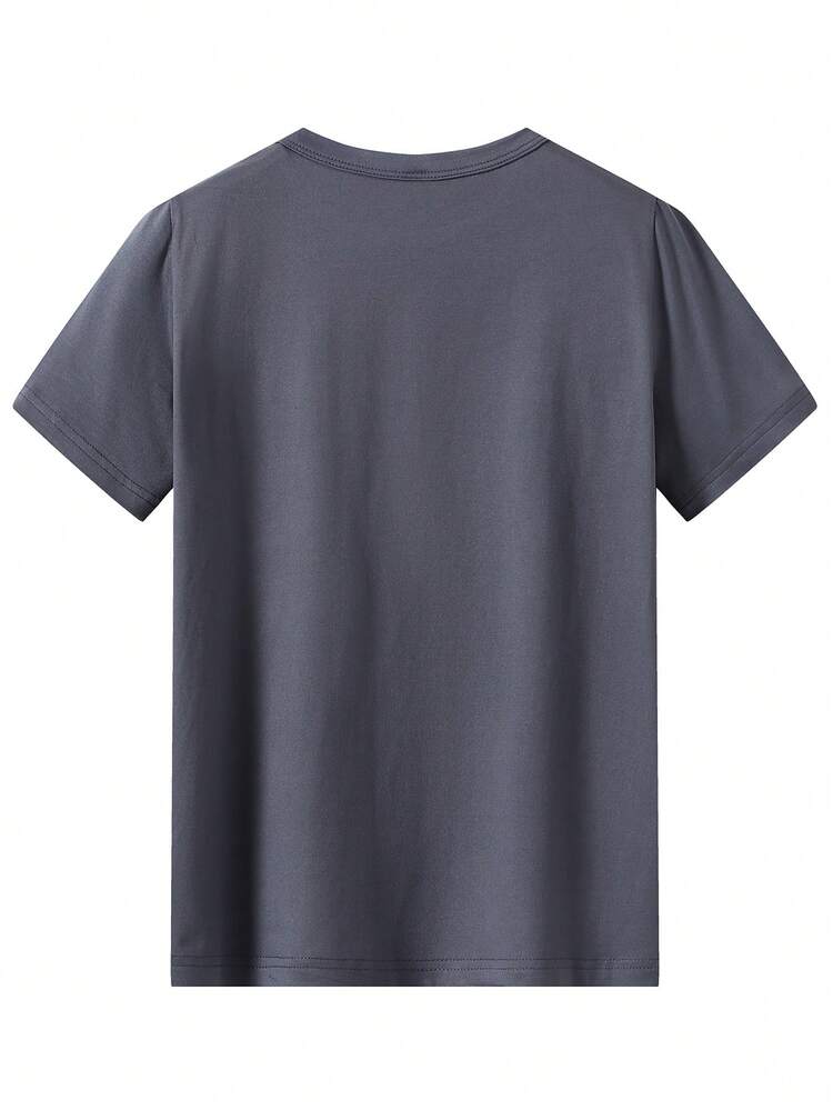 A Casual And Fashionable Short-Sleeved Boys' T-Shirt With A Mickey Mouse Pattern In The Style Of A Disney Vacation. Suitable For Daily Wear. - 深灰色 - 查看 2