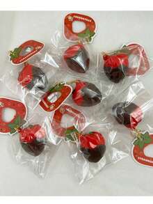 Cute Chocolate Dip Strawberry Slow Rebound Squeeze Toy, Stress Relief Squishy - Multicolor - View 3