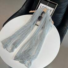 1pc Women's Lightweight Solid Color Sequin Bandana Scarf, Headscarf, Middle Eastern Hijab, Decorative Shawl, Sun Protection Beach Wrap, Suitable For Daily Use - Light Grey - View 2