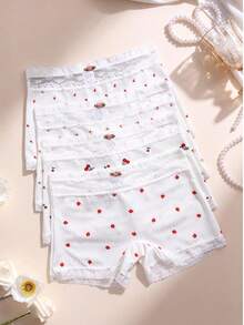 4pcs/Pack Women's Romantic Printed Panties, Lace Patchwork Design - Multicolor - View 2