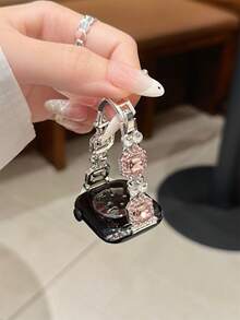 兼容 的新款高级珠宝钻石手链夏季表带，尺寸 38/40/41/42/44/45/46/49 毫米，适用于 Ultra/SE 2/SE 1/Series 11/10/9/8/7/6/5/4/3/2/1。 - 粉紅鑽銀色 - 查看 8