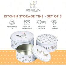 Cake Storage Tins, Set Of 3 Round Nesting Cake Tins Storing Cakes Biscuits Sweets, Chicken Themed Stackable Containers With Airtight Lids, Large Medium Small - Multicolor - View 3