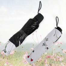 1pc Creative Hibiscus Pattern UV Protection Umbrella - Classic Round Folding Umbrella With Metal Shaft, Manual Open, Multipurpose Outdoor Furniture, Including Canopy, Easy To Clean - Multicolor - View 3