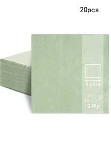 20/60/100 chiếc khăn giấy cocktail màu xanh lá cây nhạt, khăn giấy hai lớp 5x5 inch, khăn giấy dùng một lần hình vuông, thích hợp cho đám cưới, tiệc sinh nhật, bữa tối, quán cà phê. - Xem 9