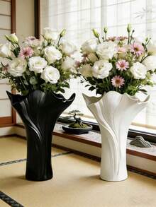 1pc High-End Ruffled Vase, Modern Textured Vase Suitable For Living Room, Bedroom, Dining Room, Office, Entrance, Windowsill, Nordic Japanese Zen Elegant Artistic Decorative Vase, Home Decor, Wedding, Housewarming Gift - Torch - View 1