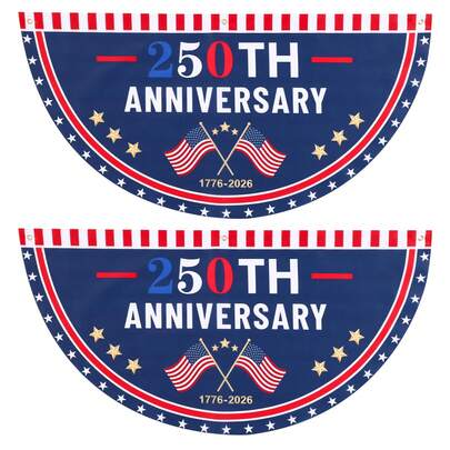 2 件装 2 x 4 英尺美国国旗 250 周年纪念旗帜（1776-2026）爱国扇形旗，美国 7 月 4 日独立日装饰，花园户外装饰