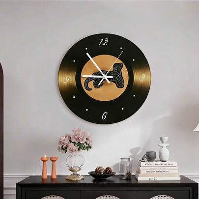 1 pieza Reloj de pared de vidrio templado con disco de vinilo retro de 30CM, decoración del hogar de moda para la sala de estar, comedor, oficina, regalo ideal para el Día Nacional, Navidad, Acción de Gracias