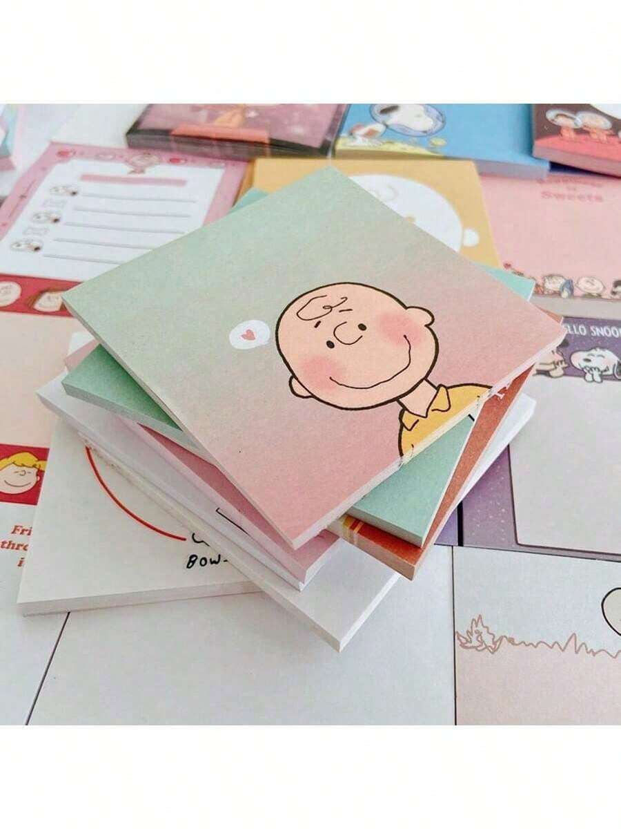 SNOOPY Cartoon Sticky Notes, Multi-Pack, Includes Designs With Charlie Brown, Convenient Square Size, Smooth Writing Non-Blotting. Can Be Used As Memo Notes, Diary Decorations, And DIY Collages, Suitable For Students, Diary Creators, And Daily Use. Perfect Choice For Christmas Gifts And Stationery Organization, A High-Value Creative Product. - Multicolor - View 1