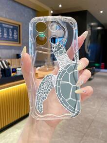 1 chiếc ốp lưng điện thoại tối giản bằng chất liệu TPU, họa tiết nửa con rùa biển, trong suốt, màu kem, chống rơi vỡ, tương thích với iPhone, Honor. - Trong sáng - Xem 8