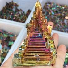 1个不对称铋水晶金字塔，彩虹色，稀有人造水晶工艺品，室内/室外装饰，雕像，冥想，DIY珠宝吊坠，串珠和珠宝制作材料，圣诞节、万圣节、独立日的绝佳礼物 - 不規則鉍礦七脈輪金字塔水晶原石 - 查看 1