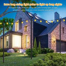 2Pack String Light Poles, 10FT Outdoor String Light Pole Black Forked Metal Light Pole Adjustable Outdoor Light Stand Assemble,Deck, Backyard, Garden, Wedding, Rustproof And Sturdy With Hooks(Not Including String Lights) - Black - View 6