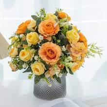 1pc Artificial Rose & Hydrangea Flower, Rose, Hydrangea, Faux Flower Suitable For Home, Party, Wedding Decoration, DIY, Bridal Bouquet, Outdoor Garden Decoration, Valentine's Day Decoration, Gift - Yellow - View 6