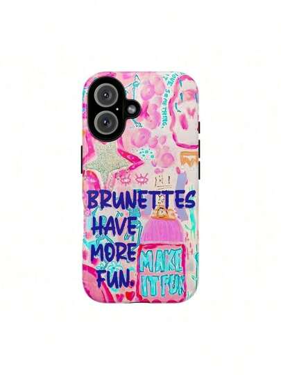 Mclaiwoodshop Brunettes Have More Fun Phone Case Make It Fun Pink Collage Summer Cute Girls Phone Case Phone Cover Hard Case Tough 2-Piece Phone Cases,Suitable For IPhone17/IPhone17 Air/IPhone17 Pro/IPhone17 Pro Max/16 Pro Max/15 Pro Max/14 Pro Max/13 Pro Max/12 Pro Max,Suitable For IPhone17 Air