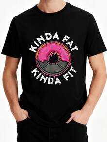 Camiseta negra de hombre con cuello redondo y estampado delicioso de donas, camiseta de regalo divertida de donas para entrenamiento en el gimnasio, fitness, ropa casual, adecuada para todas las estacionesTee - Negro - Ver 2