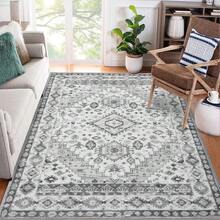 Area Rugs, Vintage  Hallway Rug Machine Washable Area Rug Low Pile Rugs Non-Slip Non-Shedding Rug Print Floor Carpet Folable Rug For Bedroom Kitchen Home Decor - gris-120*10cm - Ver 2