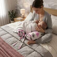Nursing Pillow Cover Refill Model In Printed Fabric - Pink Cloud - View 3