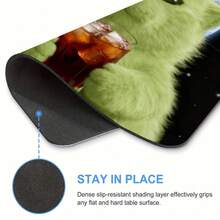 Space Alien Cat Square Mouse Pad, Non-Slip Rubber Base With Stitched Edges, Small Gaming Desk Mat For Gamer Office Home Decor - View 7