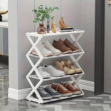 4-Tier Stackable & Foldable Shoe Rack, X-Shaped Design - Space Saving Shoe Cabinet, No Assembly Required, Durable Structure, Ideal For Entryway, Hallway, Bedroom And Dorm Storage, Shoe Storage Organizer - Multicolor - View 9