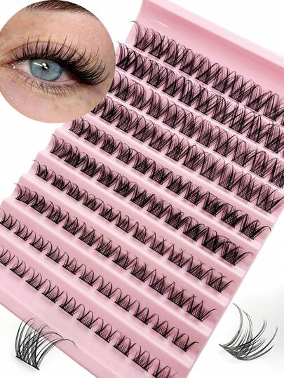  Asiteo 110 piezas Kit de extensiones de pestañas individuales DIY - Rizo D (8-16mm), tallo suave para un aspecto natural o extra natural | Kit de extensión de pestañas reutilizable para uso en casa y en movimiento, perfecto para: uso diario, bodas, citas, fiestas, festivales, días de primavera y viajes, y excelente para Navidad/Halloween/regalos