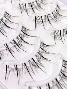 10支泰式眼妆高端混血透明泰式假睫毛小恶魔假睫毛Cos超细透明杆假睫毛混血卡通仙女发自然款（随机底卡） - 黑色 - 查看 3