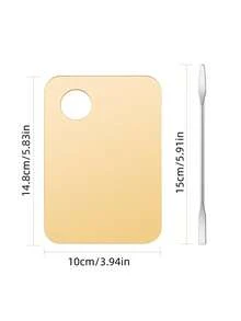 1/2 pièces Palette en acier inoxydable, palette de peinture à l'huile professionnelle pour artiste, surface lisse et antidérapante pour le mélange des couleurs, convient aux artistes, débutants, étudiants, peut être utilisée pour la vanité, les voyages, la chambre à coucher et les cosmétiques - Doré - Voir 4