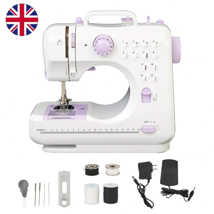 Mini Sewing Machine ,Portable Electric Crafting Mending Machine,Electric Sewing Machine Charger+Coil Accessories ,Sewing Machine For Beginners (Purple) - White + Purple - View 1