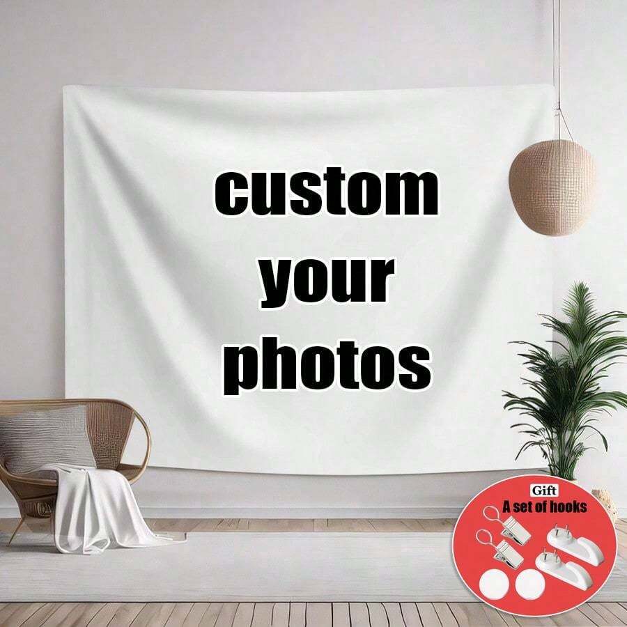 Customizable Personalized Tapestry,Can Add Photos And Text,Suitable For Birthday, Wedding, Halloween, Christmas, Party, Home Decor, Bedroom Decoration,Dorm Decor And Back To School,2D Flat Custom Tapestry,Local Printed Textile Wall Decor Garden Flag - 多色2 - 查看 1