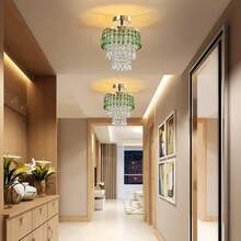 Đèn treo rèm hạt pha lê hiện đại 7,87 inch, hạt pha lê hình bát giác màu xanh lá cây được làm thủ công. Thích hợp cho sảnh/phòng ăn/nhà bếp. Trang trí sang trọng cho nhà cửa, đám cưới và sinh nhật. Đèn treo ngọc trai 3 tầng tự lắp ráp. Trang trí lấp lánh bằng pha lê cho các dịp lễ (Không bao gồm nguồn sáng) - 20cm/7.87inch - Xem 7