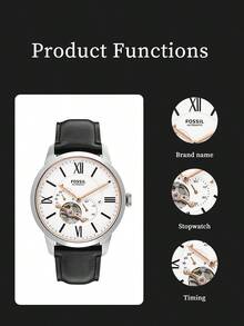 Fossil ME3104 女士优雅腕表 - 不锈钢表壳，真皮表带，矿物玻璃表镜，30米防水，香槟色表盘 - 独家款 - 黑色 - 查看 5