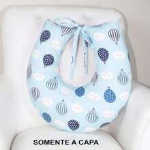Capa para Almofada de Amamentação modelo de Refil em Tecido Estampado - Azul Balãozinho - Visão 5