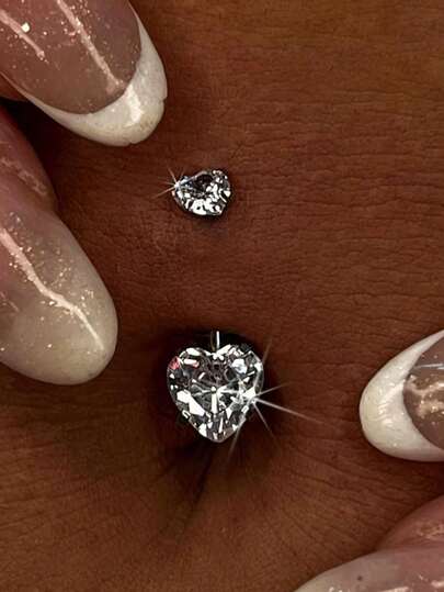 1 pieza Anillo de ombligo con cristal con forma de corazón de acero inoxidable, joyería de perforación corporal brillante y encantadora, adecuada para fiestas y uso diario