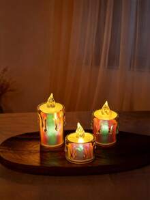 No Flame LED Electronic Candle, Warm Light Realistic Flame, Living Room & Dining Table High-End Atmosphere Decor, Ambiance Decorative Night Light, Party & Wedding Decoration, Birthday/Housewarming Gift, High-End Home Decor - Multicolor - View 4