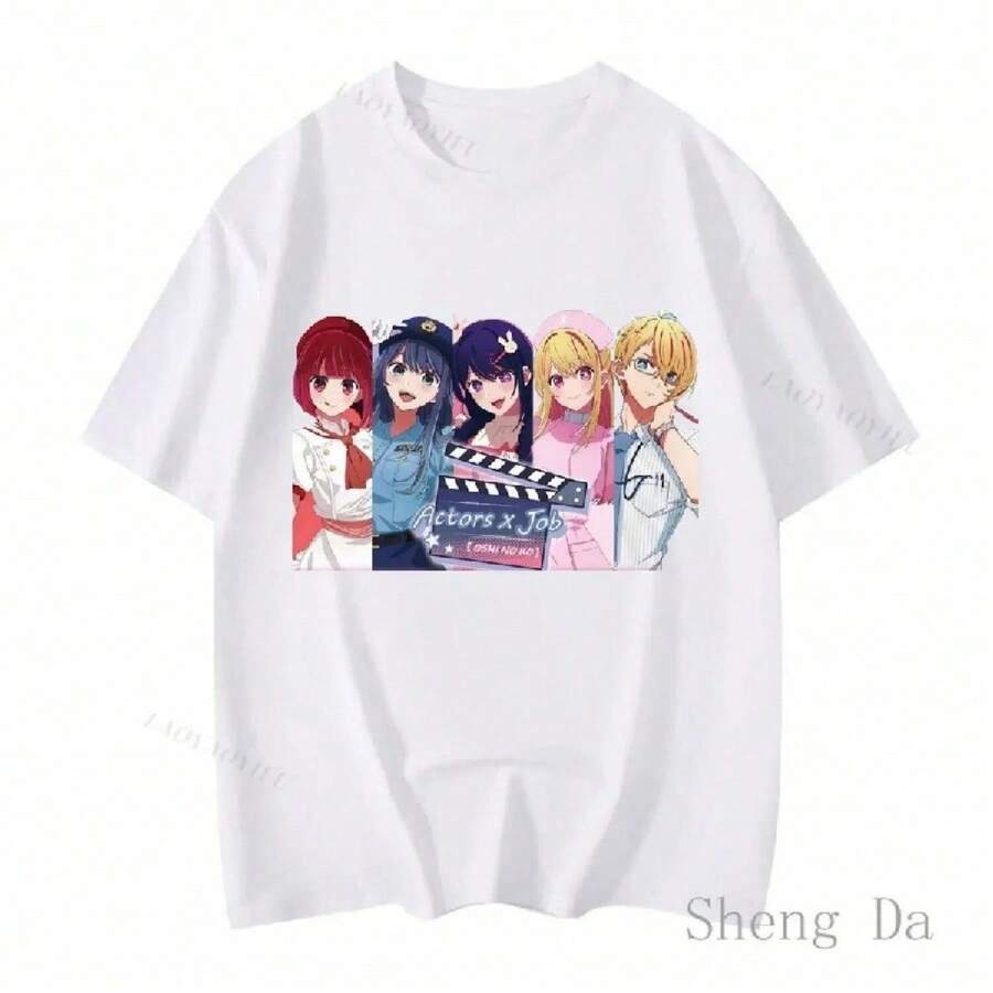 2024 Funny Print Ai Hoshino Tops Akane Summer Women Tee Oshi No Ko Anime Womens T-Shirt Ruby Clothes Gifts For Girlfrien - 白色 - 查看 1