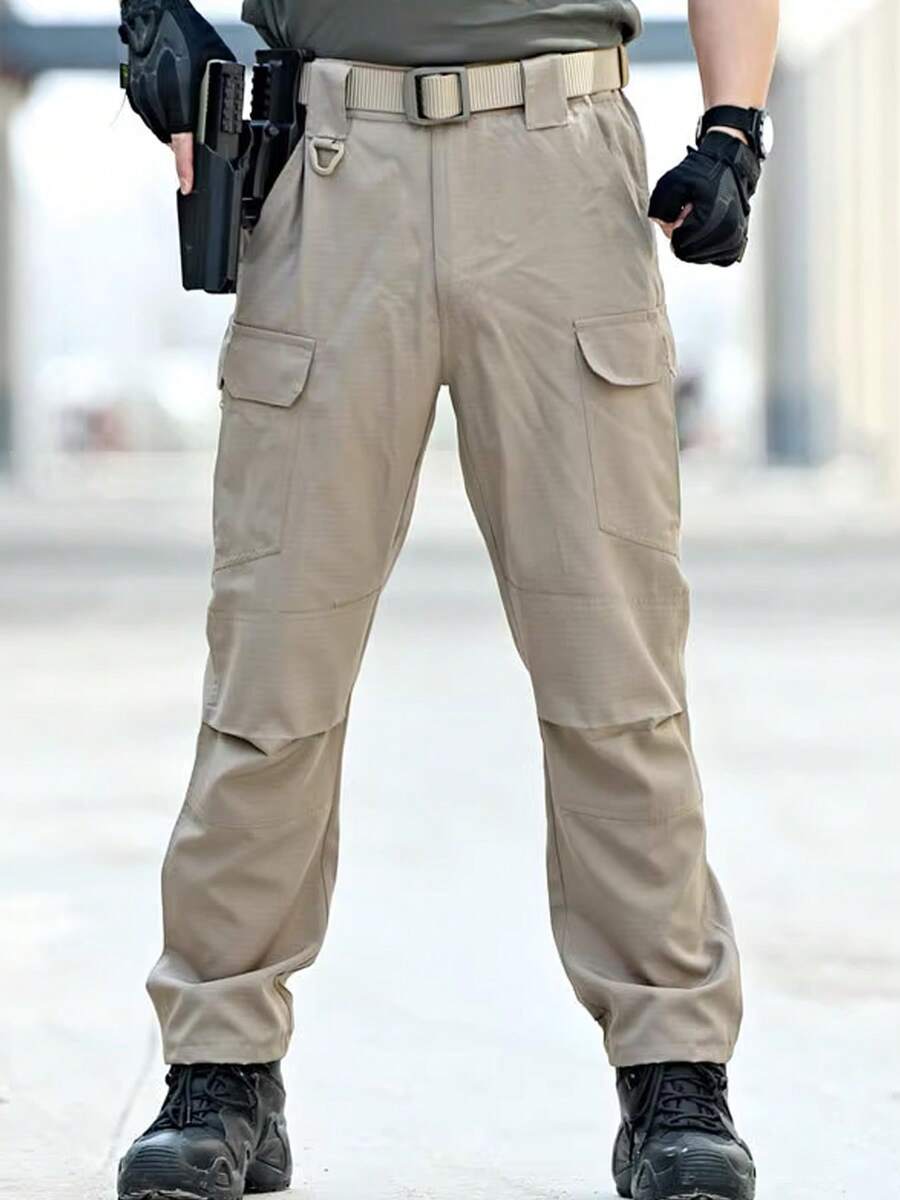 Ropa de trabajo suelta al aire libre, pantalones de ocio de varios bolsillos, pantalones largos de marea, pantalones largos, pantalones de pareja de montaña, pantalones de hombre y mujer de secado rápido y transpirables. - Caqui - Ver 1