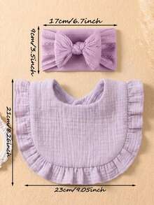 10pcs/Set Candy Color Baby Headbands & Bibs Combo, Braided Texture Big Bow Headwraps, Ruched Macaroon Color Drool Bibs, Suitable For Daily Use All Seasons - Multicolor - View 2