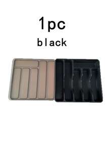 2/1 pieza Caja de almacenamiento de cubertería de plástico plateado con divisor y tapa, bandeja organizadora de cocina, estante de cucharas estilo cajón, almacenamiento de cuchillos accesorio de cocina, caja pequeña de almacenamiento de cubertería con divisor incorporado para palillos, cuchillos y tenedores, organizador de cubertería de plástico, bandeja de cubertería - Ver 16