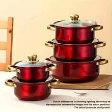 Set Peralatan Masak Luar Ruangan Multifungsi 5 Buah, Termasuk 5 Peralatan Masak Stainless Steel dan 5 Tutup yang Sesuai. Sempurna untuk Berkemah di Luar Ruangan, Piknik, dan Acara Berkumpul. Desain Pegangan Ganda Cocok untuk Berbagai Peralatan Masak, Seperti Panci Sup, Panci Rebusan, dan Wajan. - View 11