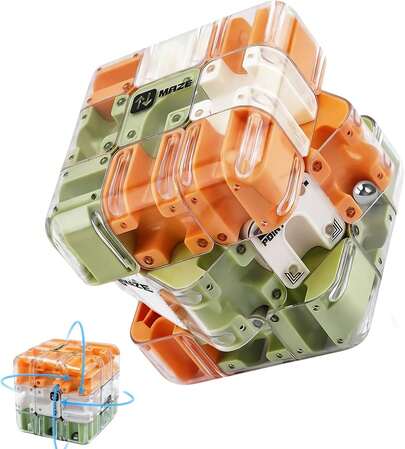 Cubo Laberinto 3D Grande, Cubo Mágico y Bola de Rompecabezas 3D, Juguete Estimulante para el Cerebro (Naranja) XRBJ