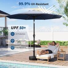 Hodeffior 2.7 M Patio Umbrella With Crank And Push Button Tilt, Outdoor Table Umbrella With 8 Ribs And Vented Canopy, Garden Parasol For Deck Backyard Poolside, Base Not Included - Navy Blue - View 5