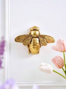 1 pieza Decoración de pared con forma de abeja dorada única y creativa, marco de fotos hecho a mano, accesorio decorativo de insecto, adorno colgante creativo para hogar, fiesta y museo de insectos, regalo personalizado, decoración de insectos - Dorado - Ver 5