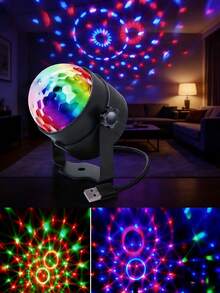 Disco Ball Projector | Smart Lamp With Stand | Decorative Projection Lamp | USB Powered, No Remote Control | Desktop Or Wall-Mounted | Music Synchronized Flashing LED Lights | RGB Night Light | Office And Car Atmosphere Smart Lamp | Perfect Gift For Party, Dance Room, Bedroom, Living Room, Christmas, Valentine's Day, Halloween - Multicolor - View 5