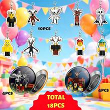 Roblox 18pcs Multicolor Cartoon Pattern Brooch, Cartoon Keychain, Bag Decor, Party Keyring Gift Pack, Birthday Party Decoration, Party Favors, Game Theme Gift Accessories, Party Supplies, Hanging Ornaments - ROBLO 99 Keychain Brooch AB - View 2