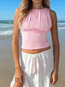 Women Tank Tops & Camis - 粉色 - 查看 2