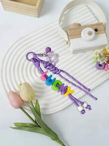 1pc Handmade Customized Keychain, Colorful Letter & Number Combination, Cute Keychain For Friends/Classmates/Lovers, Customized Name Letter Keychain - Design 4 - View 4