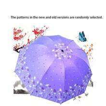 1pc Creative Hibiscus Pattern UV Protection Umbrella - Classic Round Folding Umbrella With Metal Shaft, Manual Open, Multipurpose Outdoor Furniture, Including Canopy, Easy To Clean - Multicolor - View 24