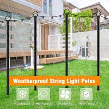 2Pack String Light Poles, 10FT Outdoor String Light Pole Black Forked Metal Light Pole Adjustable Outdoor Light Stand Assemble,Deck, Backyard, Garden, Wedding, Rustproof And Sturdy With Hooks(Not Including String Lights) - Black - View 7