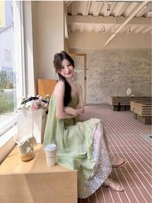 Women Midi Dresses - Green - View 3
